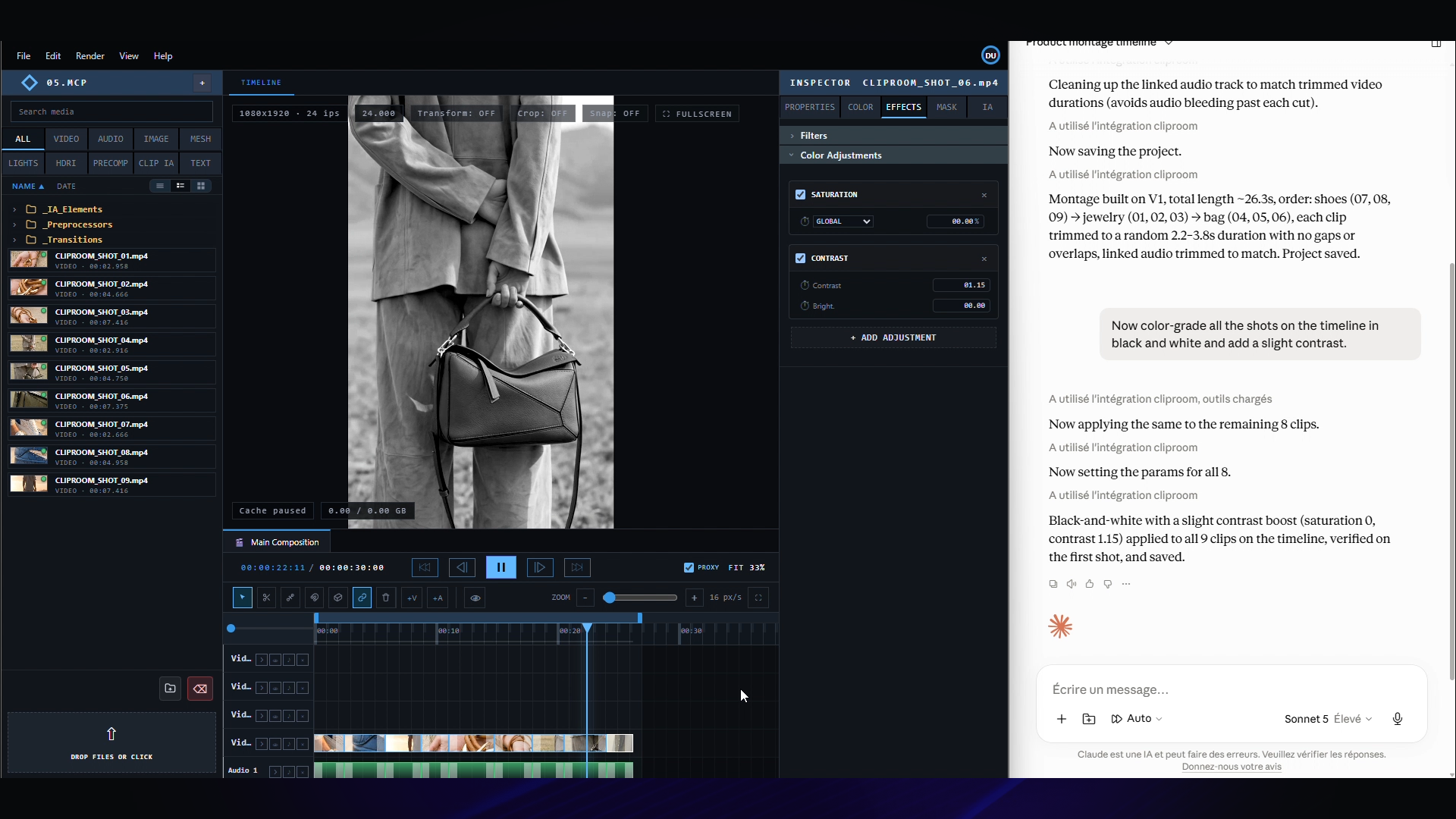 Claude Desktop connected to CLIP ROOM via MCP
